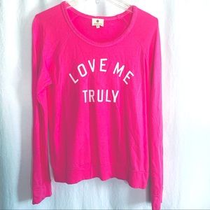 SUNDRY SWEATSHIRT - LIGHTWEIGHT PINK SWEATSHIRT “LOVE ME TRULY” XS